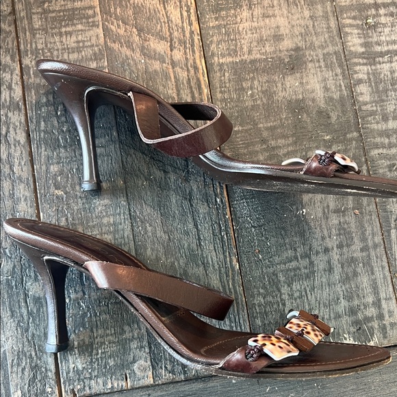 Sergio Rossi Brown Leopard Heeled Sandals - Picture 3 of 4